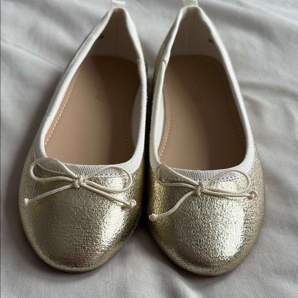 NEW J. Crew Metallic Gold Ballet Flats